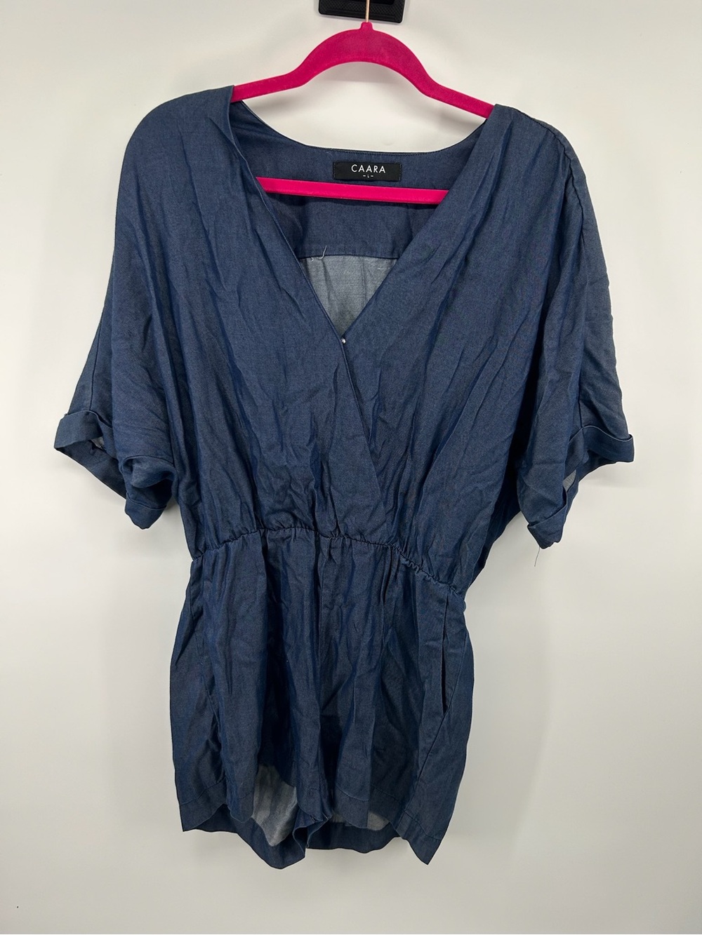 CAARA Navy V-Neck Short Sleeve romper